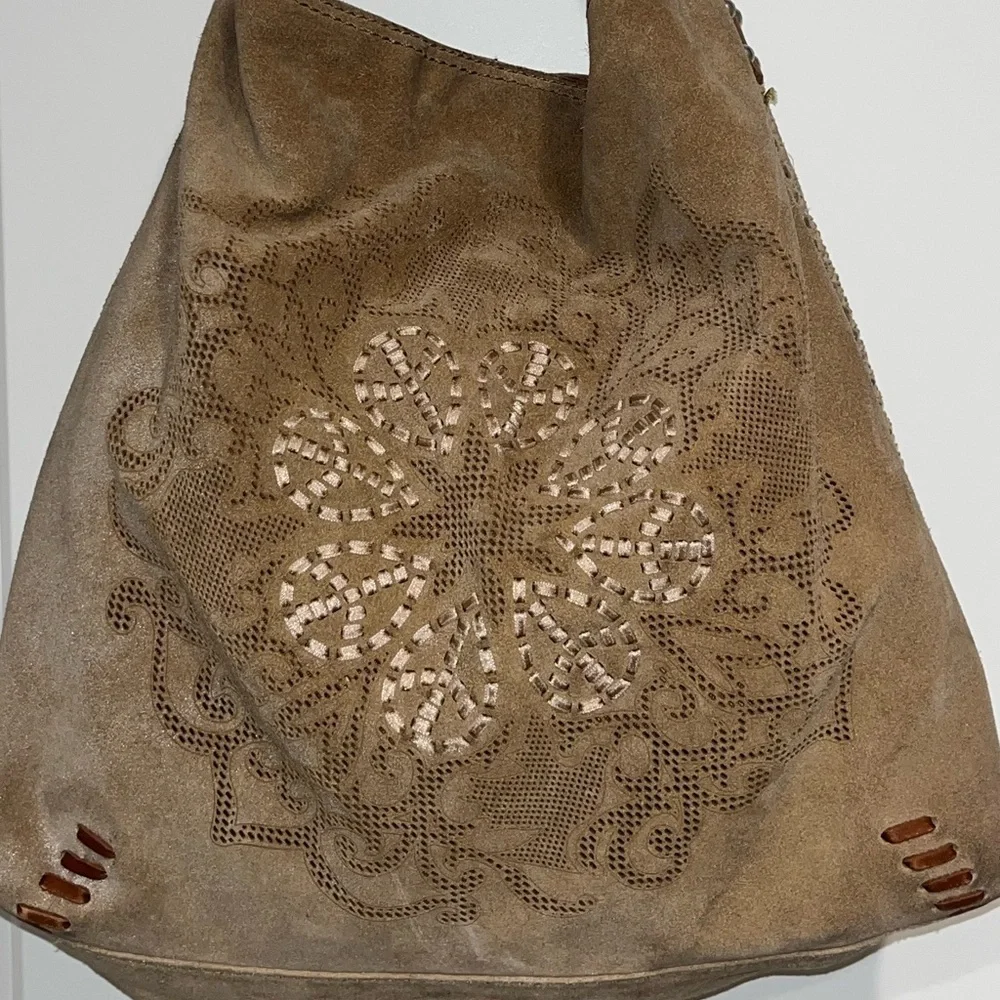 RARE Lucky Brand Suede Shoulder Bag in Tan and Brown